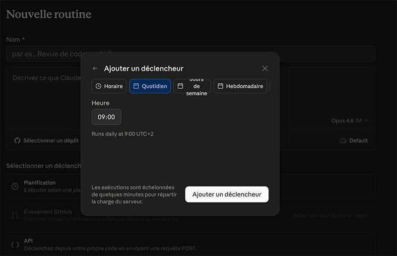 Réglage de la fréquence d'exécution d'une routine Claude Code